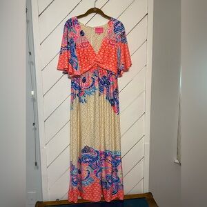 Lilly Pulitzer Pink and Blue Maxi Dress
